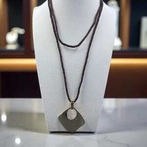 Premier Designs Gold Pendant Necklace Modern Minimalist Y2K Statement Rope Cord‎